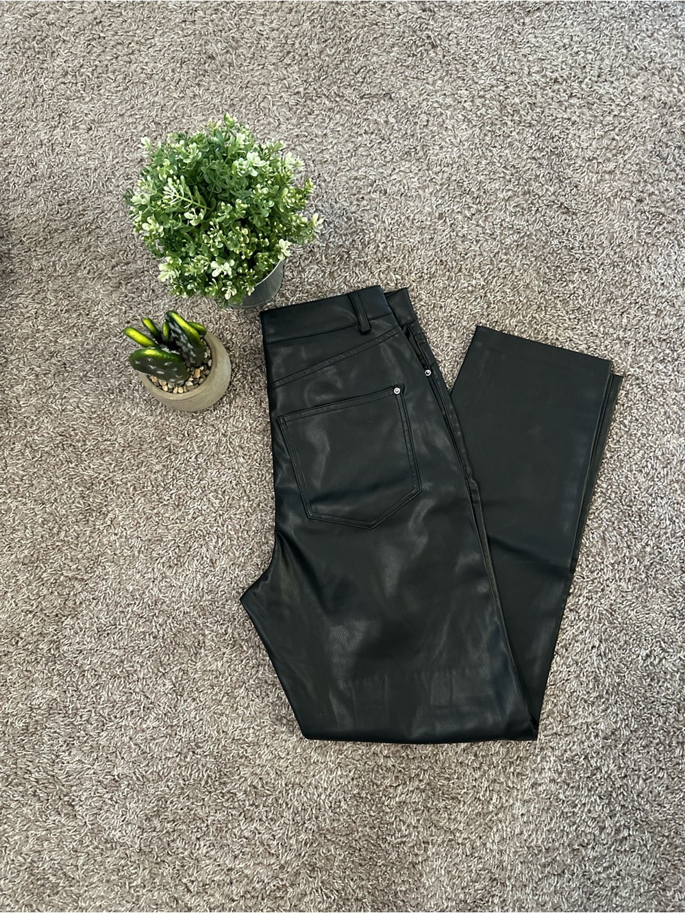 Zara Black Faux Leather Trousers